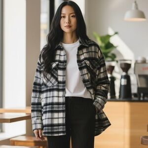 Zara Black and White Plaid Shacket
